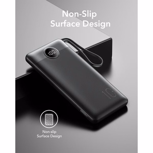 VEGER išorinė baterija 10000 mAh su įmontuotais kabeliais Micro USB / Type C / Lightning C10 (W1116) juoda