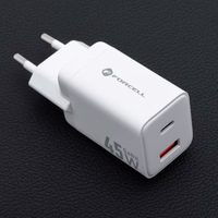 FORCELL F-ENERGY Mini GaN III VT-36 kelioninis įkroviklis su 1 x Type C + 1x USB A jungtimis, PD QC4.0 45W baltas