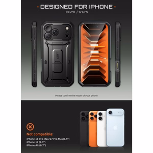 Supcase Unicorn Beetle Pro dėklas iPhone 18 Pro / 17 Pro – juodas