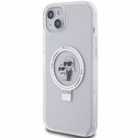Karl Lagerfeld KLHMP15MHMRSKCH iPhone 15 Plus / 14 Plus 6.7" baltas/baltas kietas dėklas Žiedas stovas Karl&Choupette MagSafe