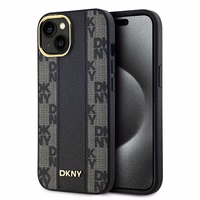 DKNY Odinis langeliais raštuotas magnetinis dėklas iPhone 15/14/13 - juodas