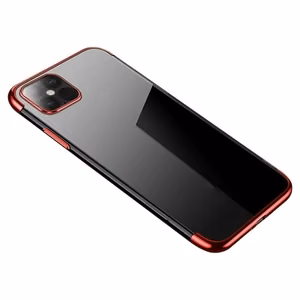 Skaidrus spalvotas dėklas Gel TPU su elektroplokštės rėmeliu Xiaomi Mi 11 raudonas