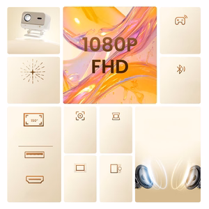 "Yaber L2 Plus" LCD FullHD 1080p multimedijos projektorius su JBL garsiakalbiais - smėlio spalvos
