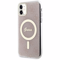 Guess GUHMN61H4STP iPhone 11 6.1" rožinis/rožinis kietas dėklas 4G MagSafe