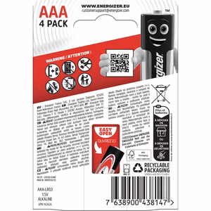 Energizer Max 438144 baterija AAA LR03 4 vnt.