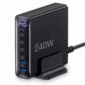 Tech-Protect DC240W-GAN 6 jungčių stalinis įkroviklis PD 240W / QC3.0 juodas