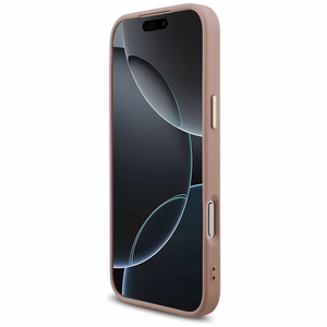 Guess Fiksuotas Blizgus Didelis 4G Metalinis rėmas dėklas telefonui iPhone 17 Pro Max - rožinis