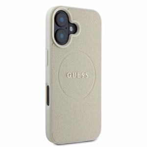 Guess Grūdėtas Žiedas Magnetinis dėklas telefonui iPhone 16 - smėlio spalvos