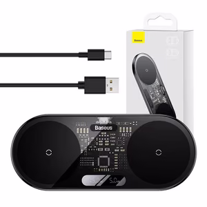 Двойное беспроводное зарядное устройство Baseus Digital LED Display Qi 20W