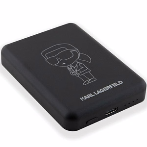 Karl Lagerfeld NFT Outline Ikonik MagSafe 5000 mAh indukcinė išorinė baterija – juoda