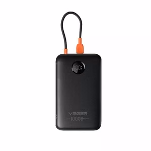 Išorinė baterija 10000 mAh with built-in laidas USB C QC3.0 PD 2A 22,5W K1C W1189 juodas