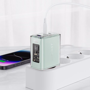 Acefast GaN 65W įkroviklis su 3 jungtimis (1xUSB, 2xUSB C) - violetinis (A45)