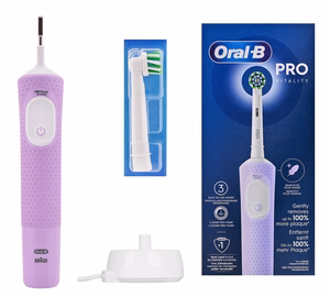 Oral-B Vitality Pro – įkraunamas elektrinis dantų šepetėlis, 1 galvutė, 3 valymo režimai, alyvinis