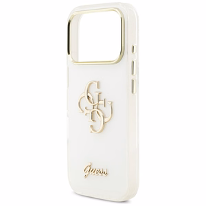 Guess IML 4G Script Metal Dėklas for iPhone 17 Pro - baltas