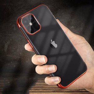 Skaidrus spalvotas dėklas Gel TPU su elektroplokštės rėmeliu Xiaomi Mi 11 juodas