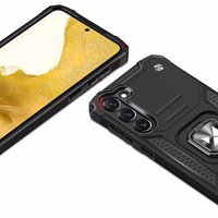 Wozinsky Ring Armor dėklas telefonui Samsung Galaxy S23 šarvuotas dėklas su magnetiniu laikikliu ir žiedu juodas