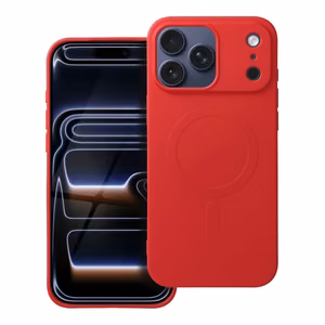 SILICONE MAG DĖKLAS (didelė skylė) suderinamas su MagSafe IPHONE 17 Pro Max raudona