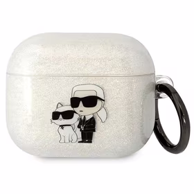 Karl Lagerfeld KLA3HNKCTGT Airpods 3 dėklas permatomas Blizgučiai Karl&Choupette