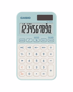 Casio SL-310YC-LG skaičiuotuvas, maitinamas baterijomis ir saulės energija, šviesiai žalias