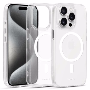 Liavec Blizgus Magnetinis Skaidrus dėklas telefonui Iphone 15 Pro balta