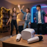 Blavec nešiojamas Bluetooth garsiakalbis WS-07 Karaoke Party 5W su 2 mikrofonais baltas