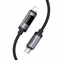 Duomenų kabelis su skaitmenine indikacija USB C į Lightning Hoco PD 27W 1,2 m U148 juodas