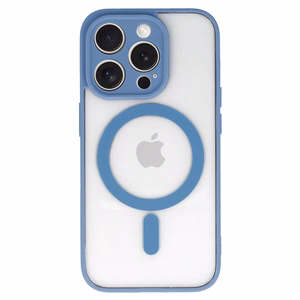 Akrilinis spalvotas magnetinis dėklas telefonui Iphone 15 Plus šviesiai mėlynas