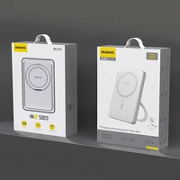 Dudao K28 10000mAh PD 22.5W Magnetinė išorinė baterija su metaliniu dėklu ir žiedo stovu - sidabrinė