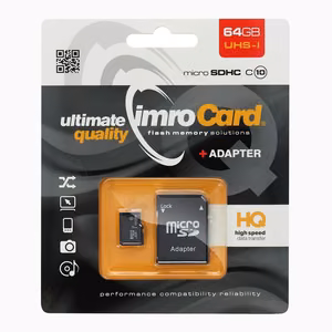 IMRO microSD Memory Card 64GB 100MB/s Class 10 UHS I with SD Adapter