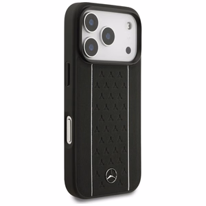 Mercedes Leather Star Pattern Stripes MagSafe Case for iPhone 17 Pro - Black