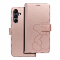 MEZZO knygos dėklas SAMSUNG A16 5G meškiukas rožinis auksas