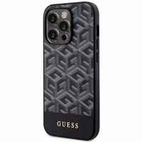 Guess GUHMP14LHGCFSEK iPhone 14 Pro 6.1" juodas/juodas kietas dėklas GCube Juostelės MagSafe