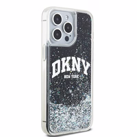DKNY skystojo blizgučio didelio logotipo dėklas telefonui iPhone 14 Pro Max - juodas