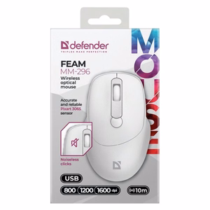 MOUSE DEFENDER FEAM MM-296 RF SILENT WHITE