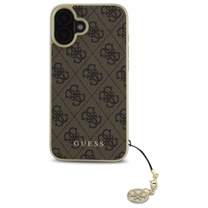 Guess 4G Charms Kolekcijos dėklas iPhone 16 - rudas