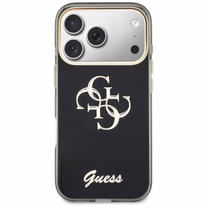 Guess IML 4G Script Metal dėklas, skirtas iPhone 17 Pro Max / 18 Pro Max – spalva: juoda