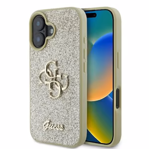 Чехол GUESS для iPhone 16 Plus GUHCP16MHG4SGD (Fixed Glitter Big 4G) золотой