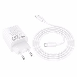 Įkroviklis telefonui Hoco 2 x USB C + 2 x USB A QC3.0 PD 3A 20W + kabelis USB C į USB C N55 balta