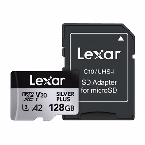 „Lexar High-Performance Silver Plus“ microSDXC atminties kortelė, 128 GB + adapteris