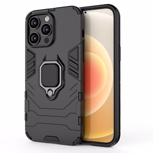 Ring Armor dėklas telefonui iPhone 14 Pro Max šarvuotas dangtelis su magnetiniu laikikliu ir žiedu juodas