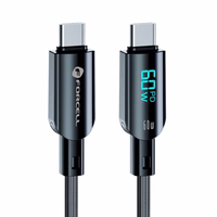 FORCELL F-ENERGY C274 kabelis Type C į Type C QC4.0 PD 3A 60W Skaitmeninis 1,2 m juodas