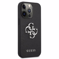 Guess Saffiano 4G Metal Logo dėklas telefonui iPhone 13 Pro / 13 6.1 - juodas