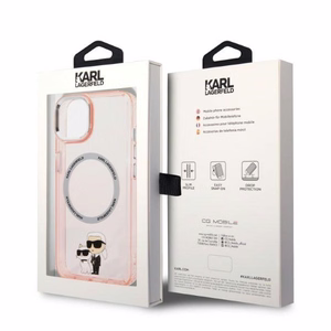 Karl Lagerfeld KLHMP14MHNKCIP iPhone 14 Plus 6.7" kietas dėklas pink/pink Iconic Karl&Choupette Magsafe
