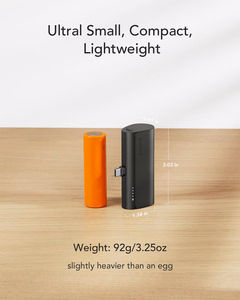 VEGER Išorinė baterija 5000 mAh su įmontuota jungtimi Type C PD QC3.0 3A 20W PlugOn (W0556) juoda