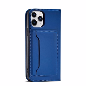 Magnetinis dėklas kortelėms iPhone 12 Pro dangtelis kortelių piniginė kortelių stovas mėlynas