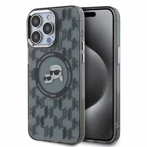 Karl Lagerfeld IML Monogram Karl & Choupette Head MagSafe Чехол для iPhone 15 Pro Max - чёрный