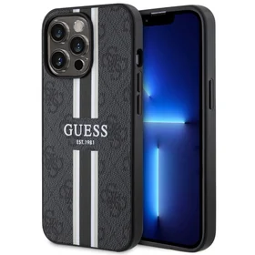 Guess GUHMP13XP4RPSK iPhone 13 Pro Max 6.7" juodas/juodas kietas dėklas 4G Printed Stripes MagSafe