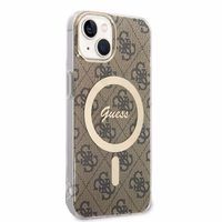 Rinkinys Guess GUBPP14SH4EACSW dėklas + įkroviklis iPhone 14 6.1" rudas/kietas dėklas 4G Spausdinimas Magnetinis