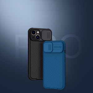 Nillkin CamShield Pro dėklas iPhone 14 Plus šarvuotas dėklas su kameros apsauga mėlynas