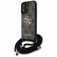 Guess 4G Big Logo Cord Stap dėklas telefonui iPhone 16 - rudas